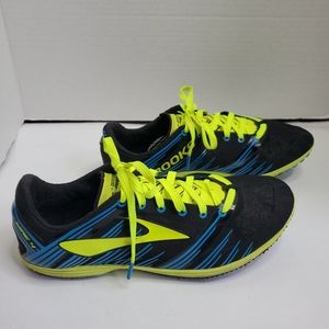 Brooks Wire 4 Black Neon Green Mens Spiked Running Shoes 1000261D050